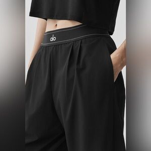 Alo Yoga Suit Up Trouser (Regular) Black lightweight high rise wide leg pants